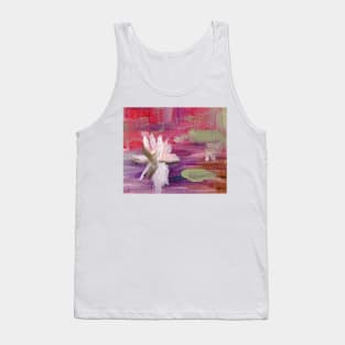 Abstract Oil Painting 3c2 Fuchsia Ametist Olive Tank Top